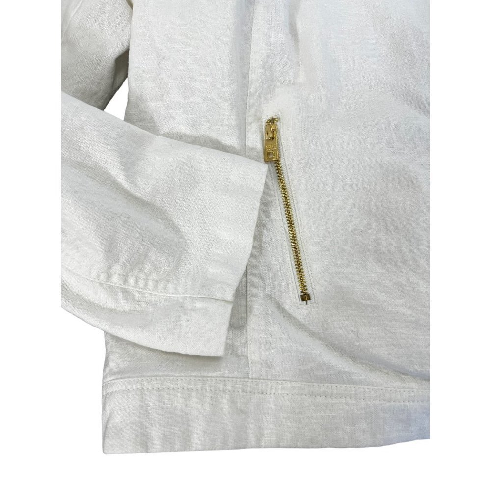 Marc New York Women Short Peacoat White Linen Gold Zipper Size XL - Picture 4 of 10